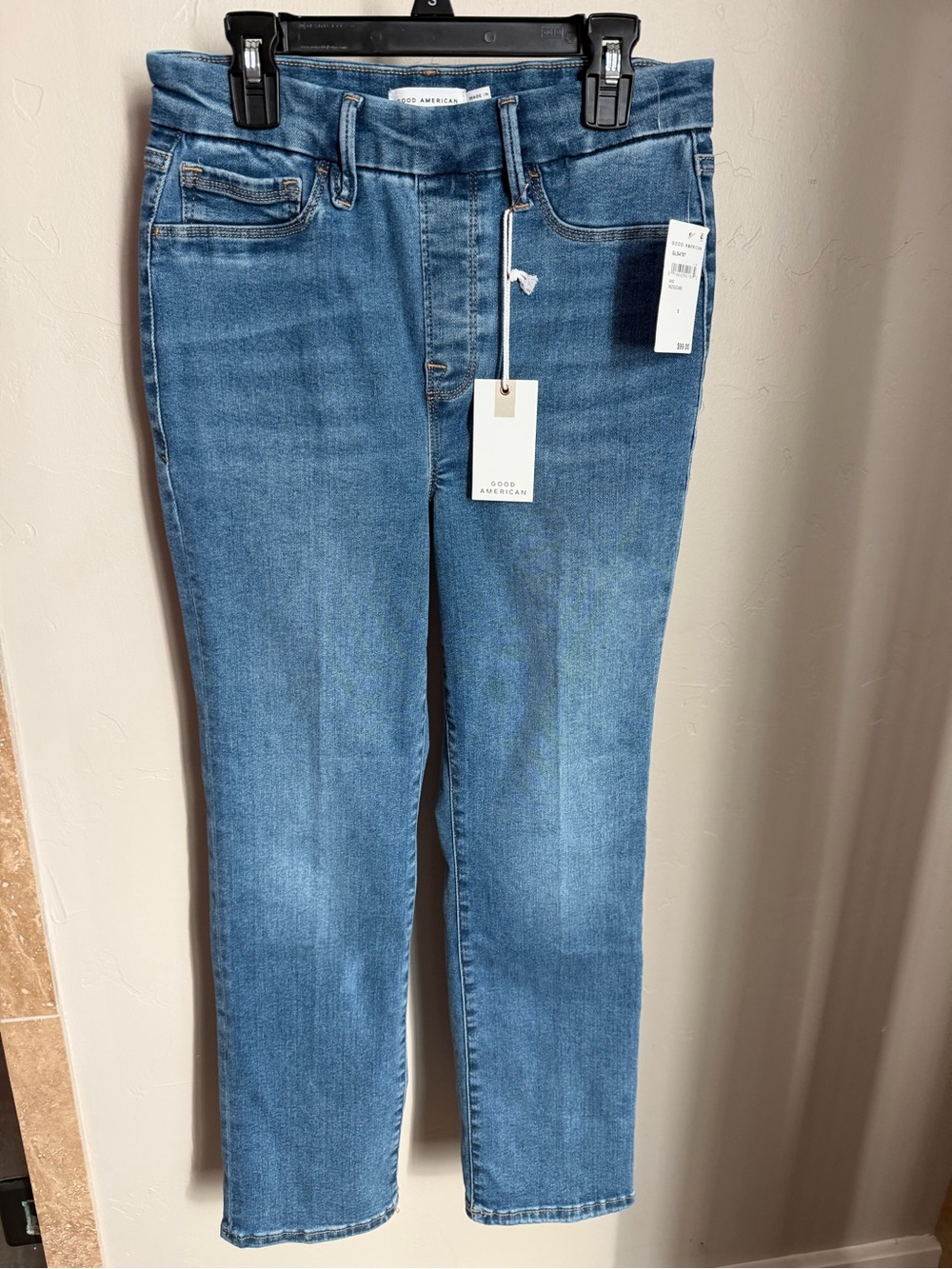 NWT Good American Power Stretch Straight-Leg Jeans